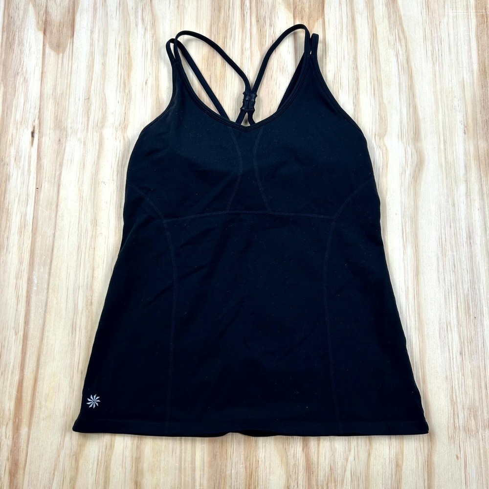 Athleta Tank Top Women's L Black Built In Bra Sleeveless Crossback Athletic Yoga